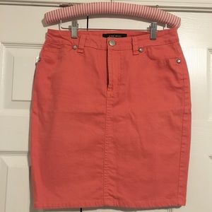 Coral denim skirt